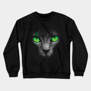 Black Cat with Green Eyes Crewneck Sweatshirt